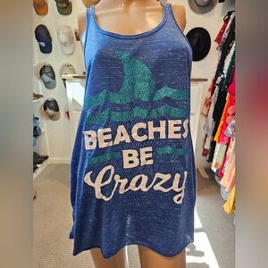 NWT Beaches Be Crazy Glitter Ocean Tank Top